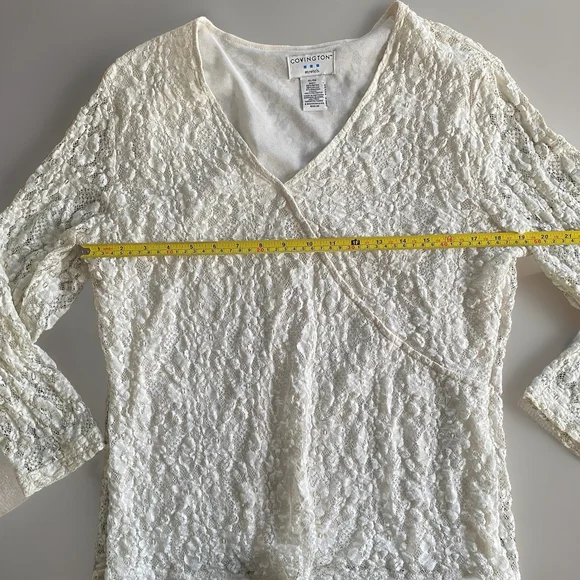 Covington White Floral Lace Long Sleeve Blouse Women’s XL - Picture 6 of 7